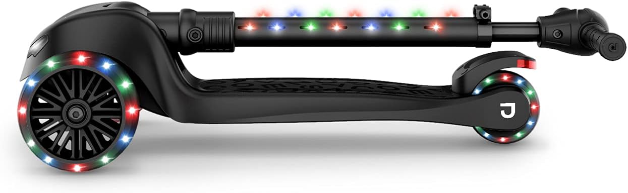Jetson 3-Wheel Light-Up Kick Scooter, Lights on Stem & Wheels, Height Adjustable Handlebar, Rear Brake, Foldable, Ages 3+