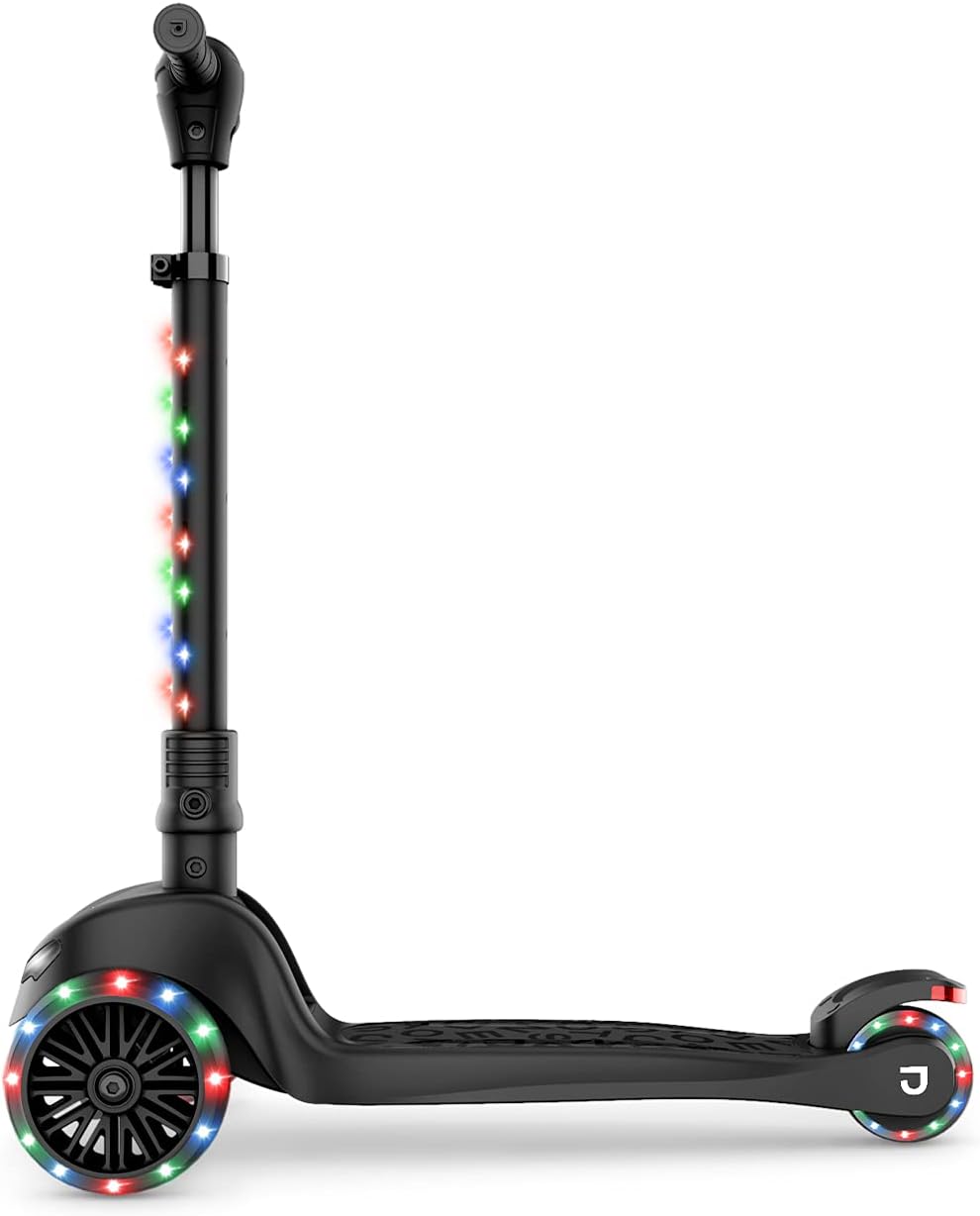 Jetson 3-Wheel Light-Up Kick Scooter, Lights on Stem & Wheels, Height Adjustable Handlebar, Rear Brake, Foldable, Ages 3+