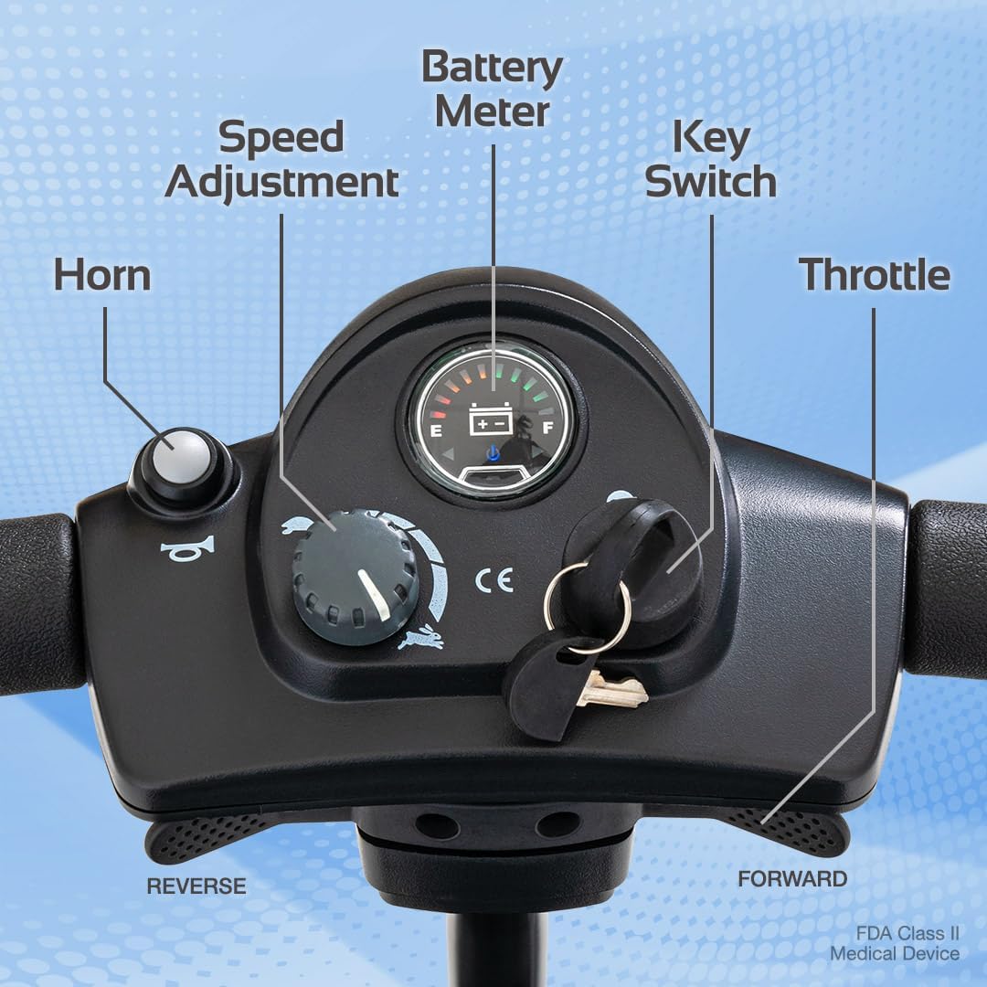 Rascal Venture 4-Wheel Mobility Scooter, Long-Range Battery-Powered Electric Travel, Easy Compact Transport, Battery Included, for Indoor/Outdoor Use