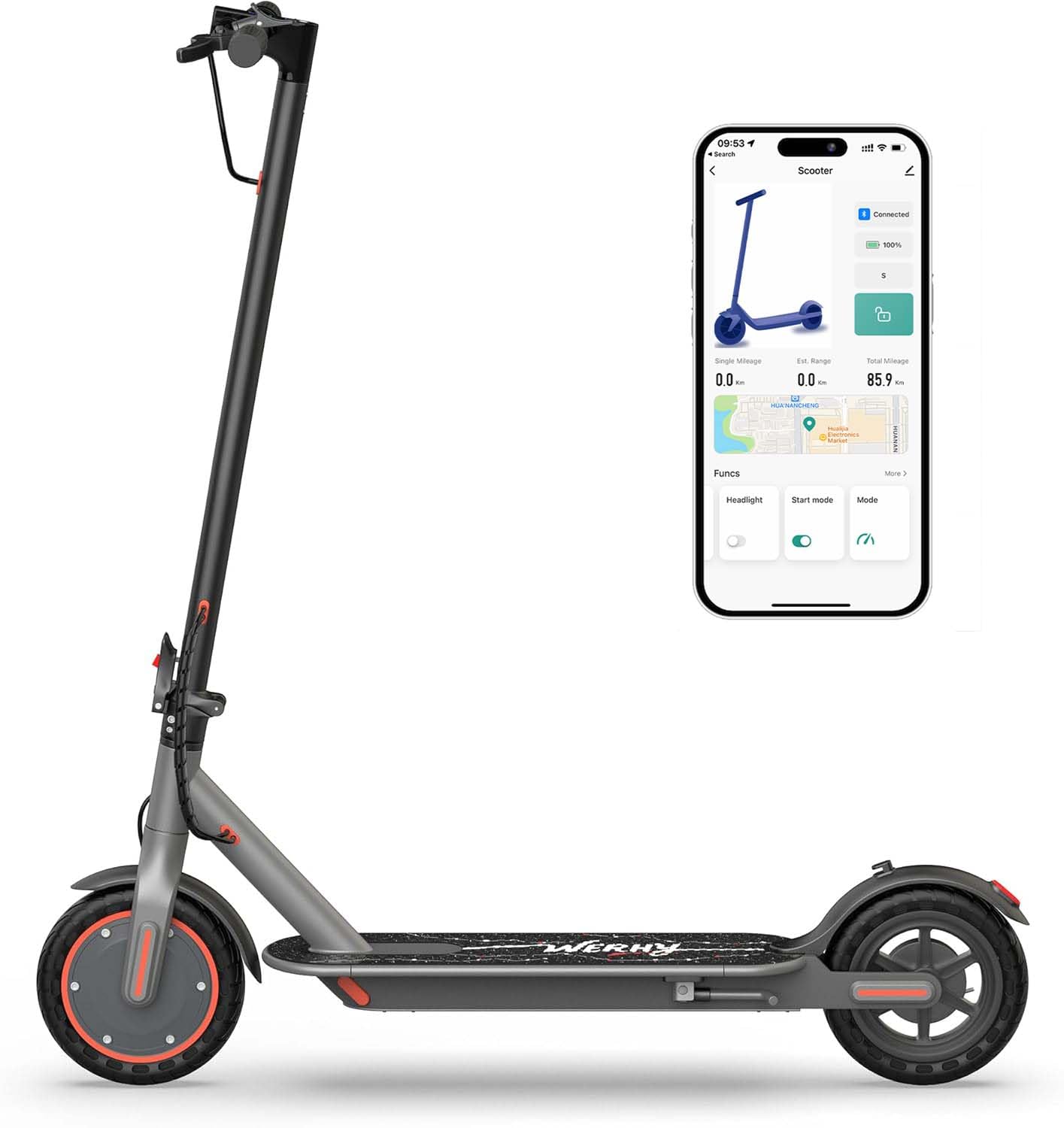 Electric Scooter for Kids 10+, 350W Motor, Max 12Miles Long Range, 19 MPH Max Speed, 8.5" Solid Tire, Lightweight Foldable E-Scooter with Dual Braking, Digital Display, Cruise Control