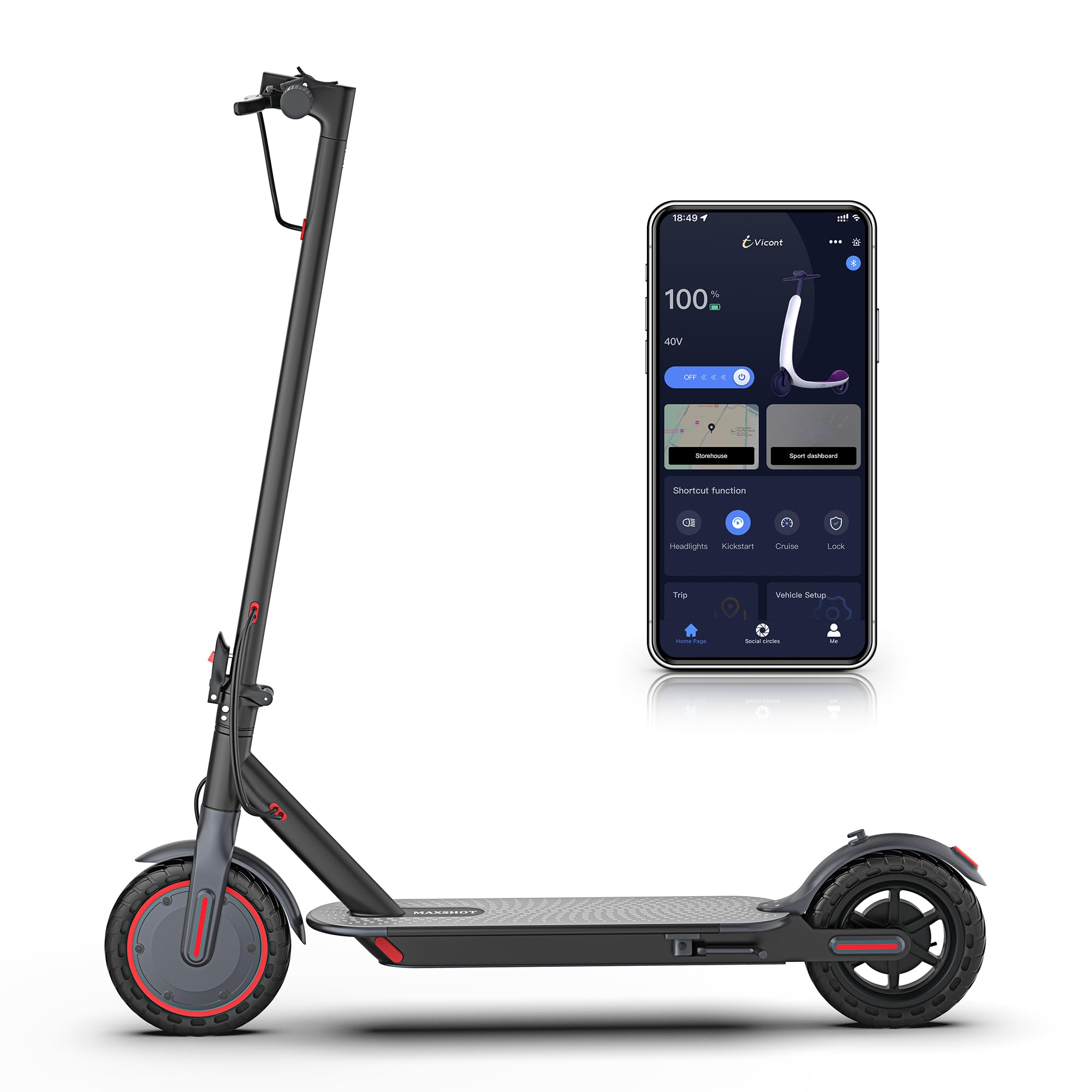 Electric Scooter, 8.5" /10" /14" Tire, 16/19/22 Mph Top Speed, 12/22/27/28/49 Miles Long Range, Folding Escooter for Adults and Teens with Dual Braking,Dual Suspension, App