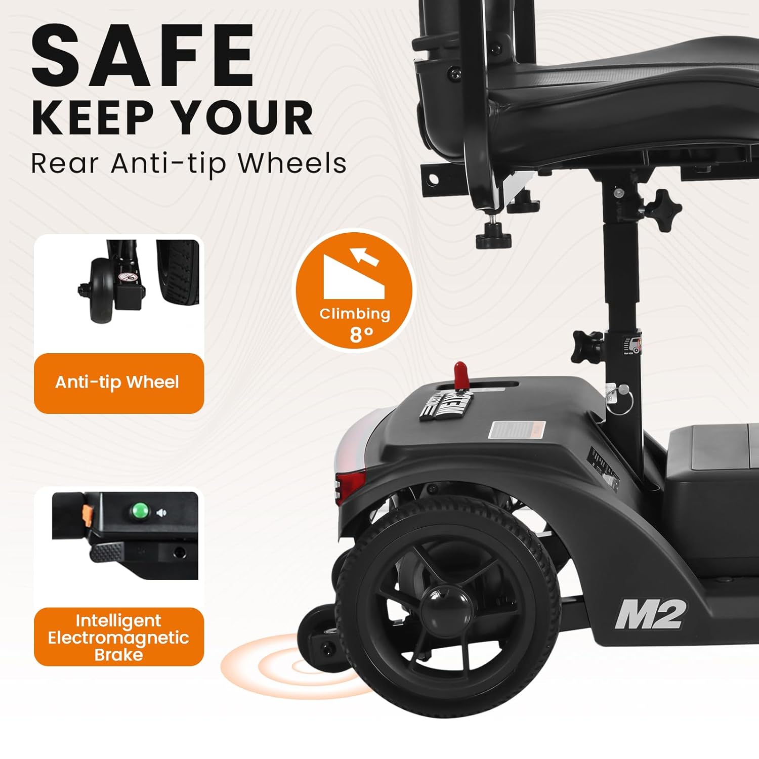 Electric Foldable Mobility Scooter for Adults 4 Wheel Mobility, 330lbs Max Weight,10-15miles Per Charge Electric Powered Wheelchair Power Scooters Black