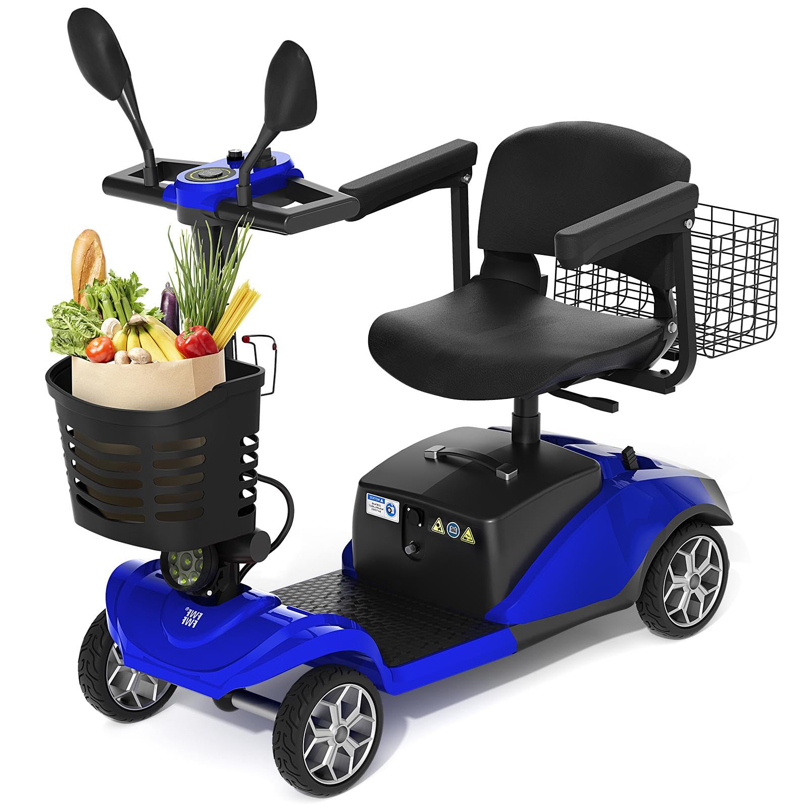 Mobility Scooters for Seniors, 4 Wheels Electric Mobility Scooter for Adults W/Removable Basket, LED Headlights and Cup Holder, Charger Included -Red