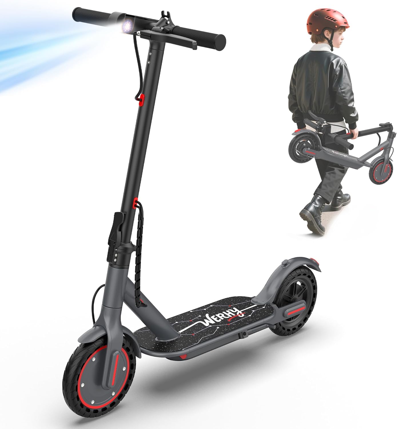 Electric Scooter for Kids 10+, 350W Motor, Max 12Miles Long Range, 19 MPH Max Speed, 8.5" Solid Tire, Lightweight Foldable E-Scooter with Dual Braking, Digital Display, Cruise Control