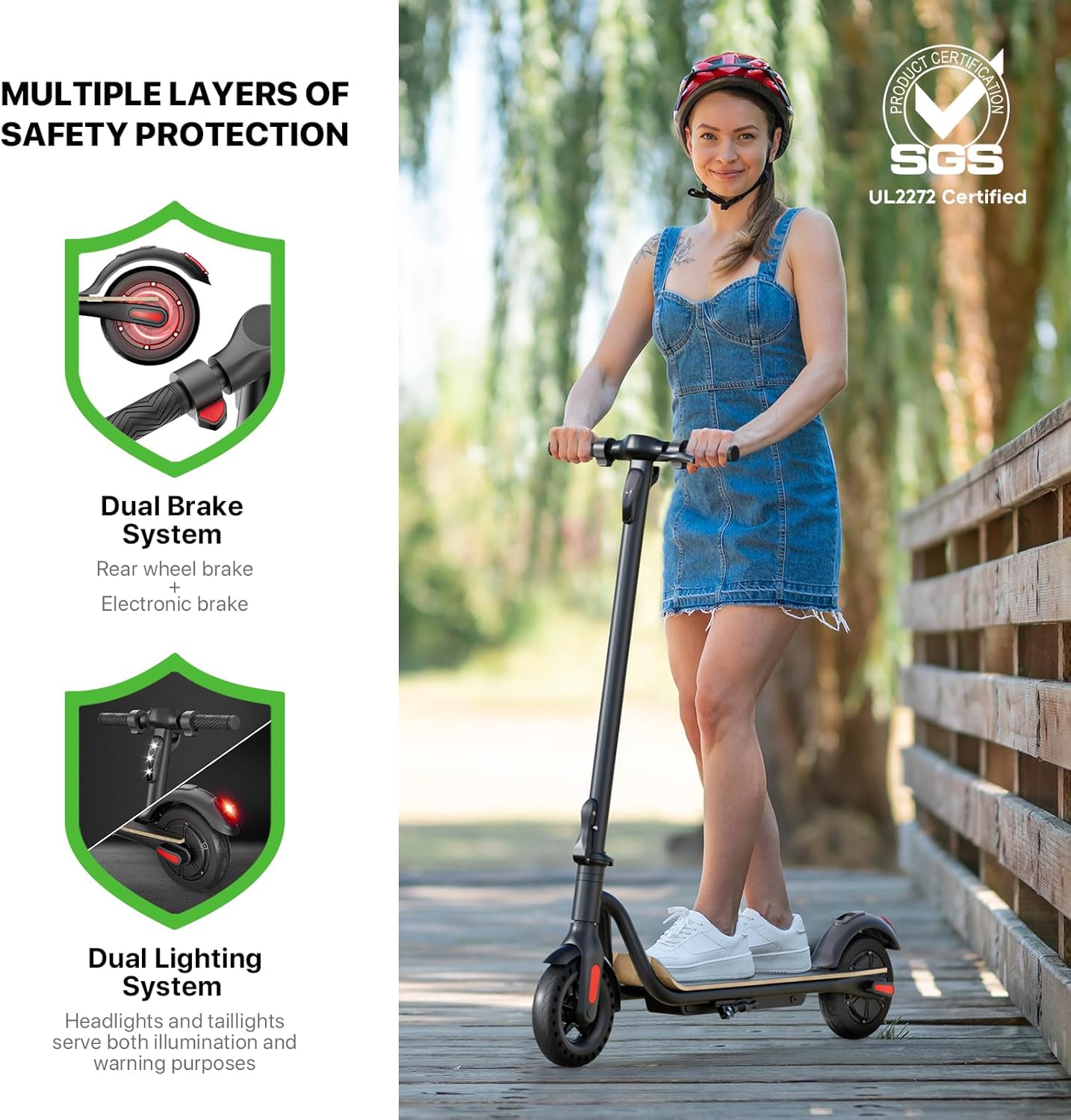 MEGAWHEELS Electric Scooter,Electric Scooter Adults,8in Honeycomb Tires,250W Motor,Foldable E Scooter for Commuting, Outdoor, Short Travel UL2272-26 lb Lightweight