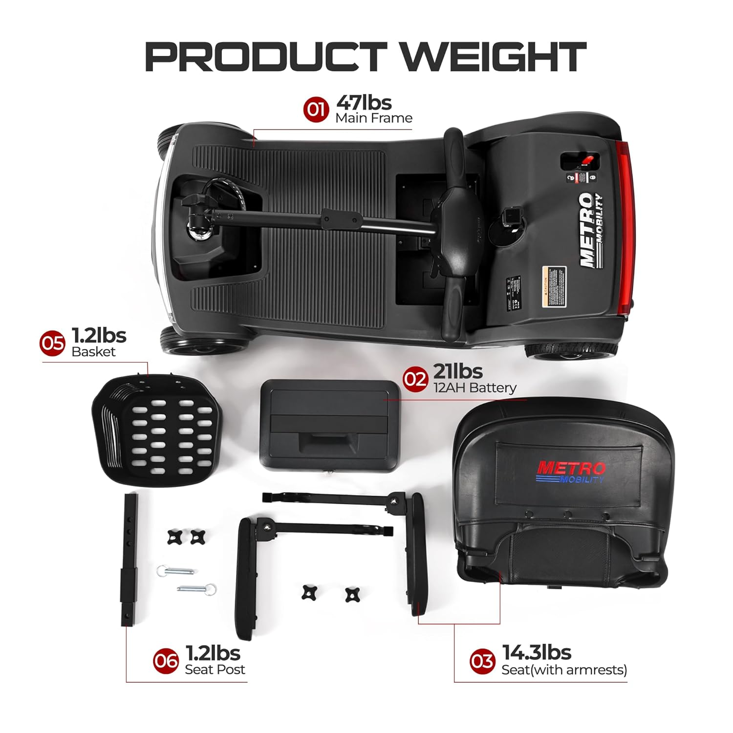 Electric Foldable Mobility Scooter for Adults 4 Wheel Mobility, 330lbs Max Weight,10-15miles Per Charge Electric Powered Wheelchair Power Scooters Black