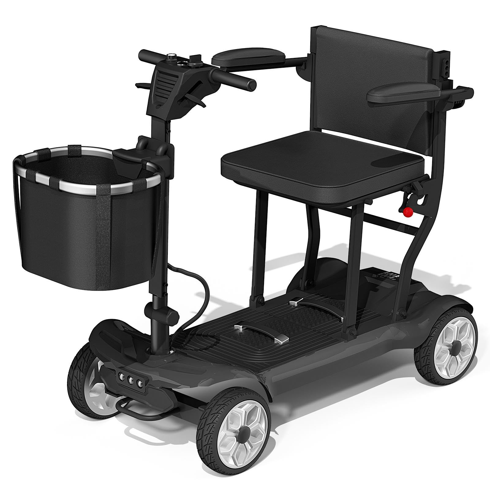 Mobility Scooters for Seniors, 4 Wheels Electric Mobility Scooter for Adults W/Removable Basket, LED Headlights and Cup Holder, Charger Included -Red