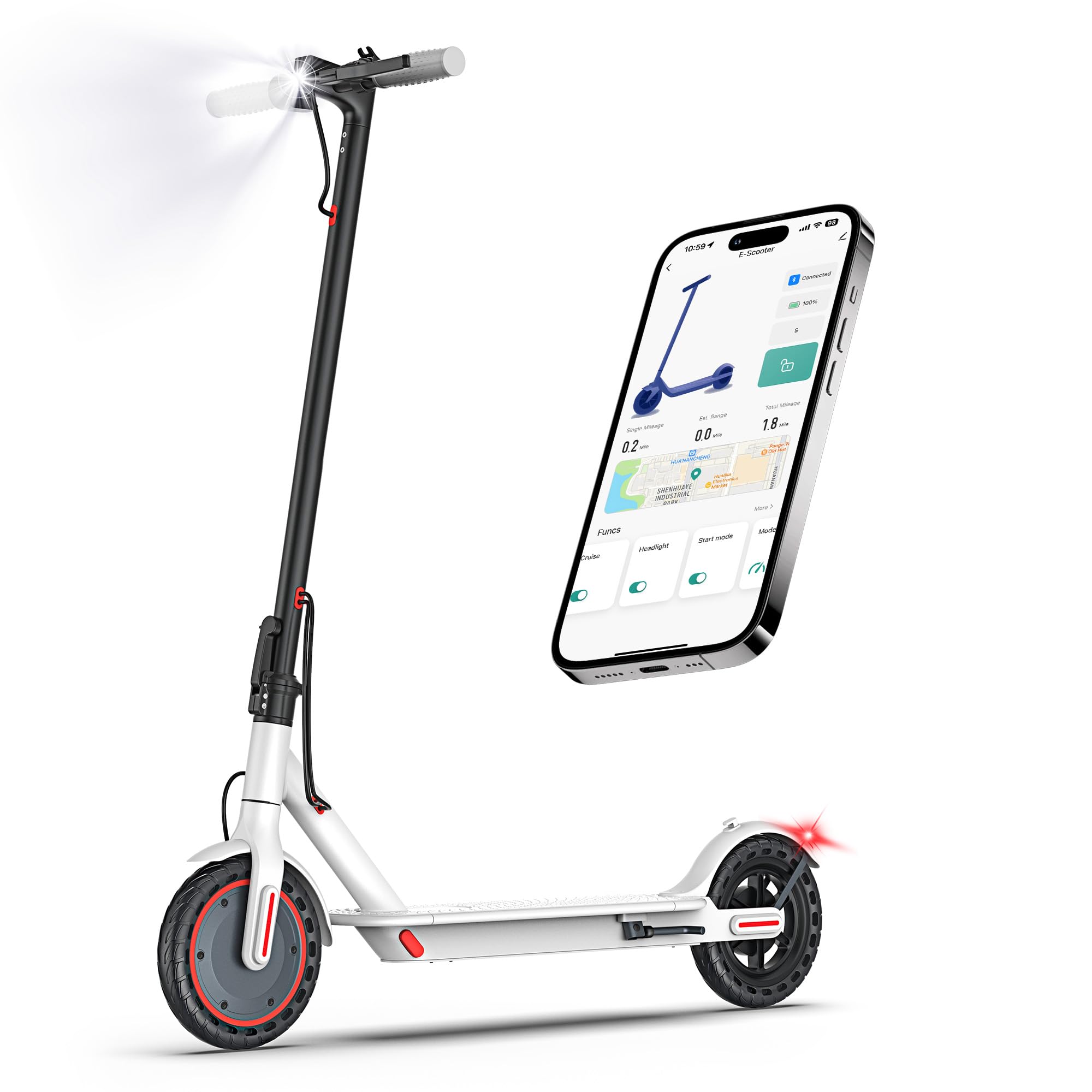 Electric Scooter, 8.5" /10" /14" Tire, 16/19/22 Mph Top Speed, 12/22/27/28/49 Miles Long Range, Folding Escooter for Adults and Teens with Dual Braking,Dual Suspension, App