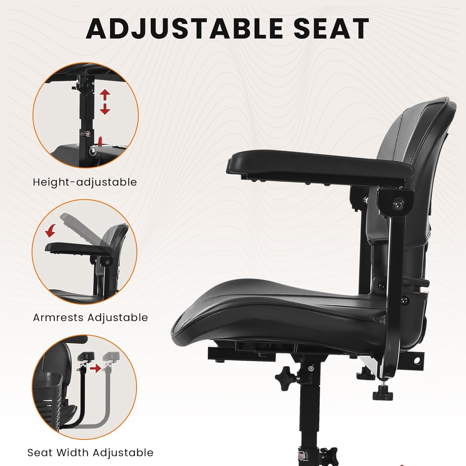 Electric Foldable Mobility Scooter for Adults 4 Wheel Mobility, 330lbs Max Weight,10-15miles Per Charge Electric Powered Wheelchair Power Scooters Black