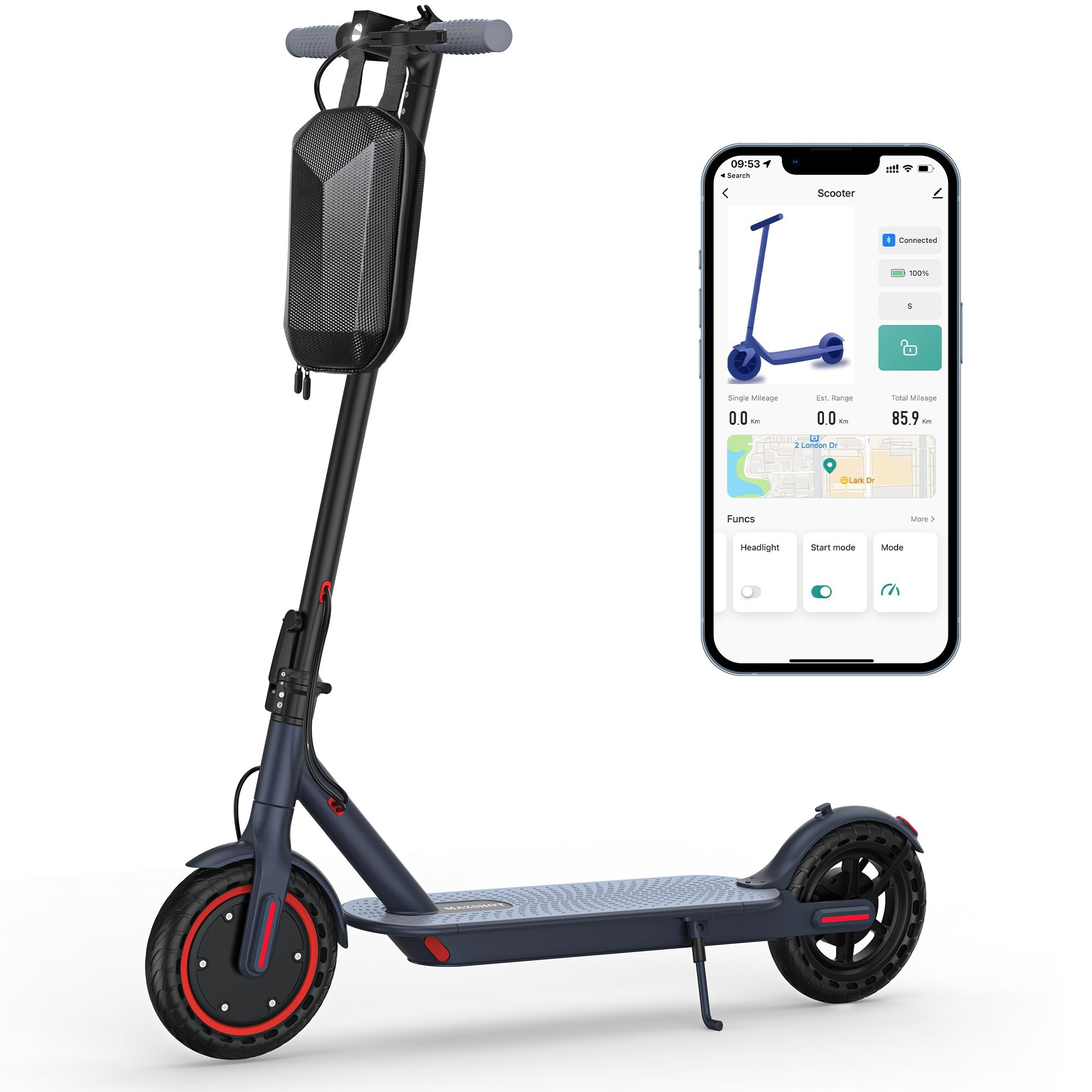 Electric Scooter, 8.5" /10" /14" Tire, 16/19/22 Mph Top Speed, 12/22/27/28/49 Miles Long Range, Folding Escooter for Adults and Teens with Dual Braking,Dual Suspension, App