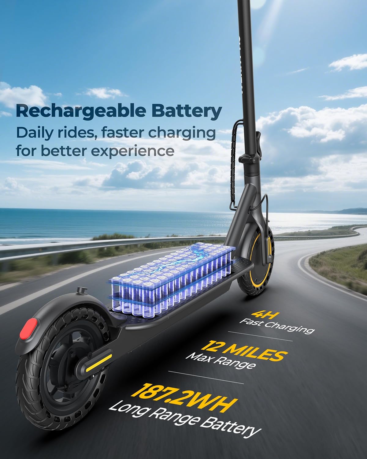 WERHY Electric Scooter, 350W/500W Motor, Top Speed 19/22 mph, Max 16/23/25/28Miles Ranges, Foldable E Scooter for Adults