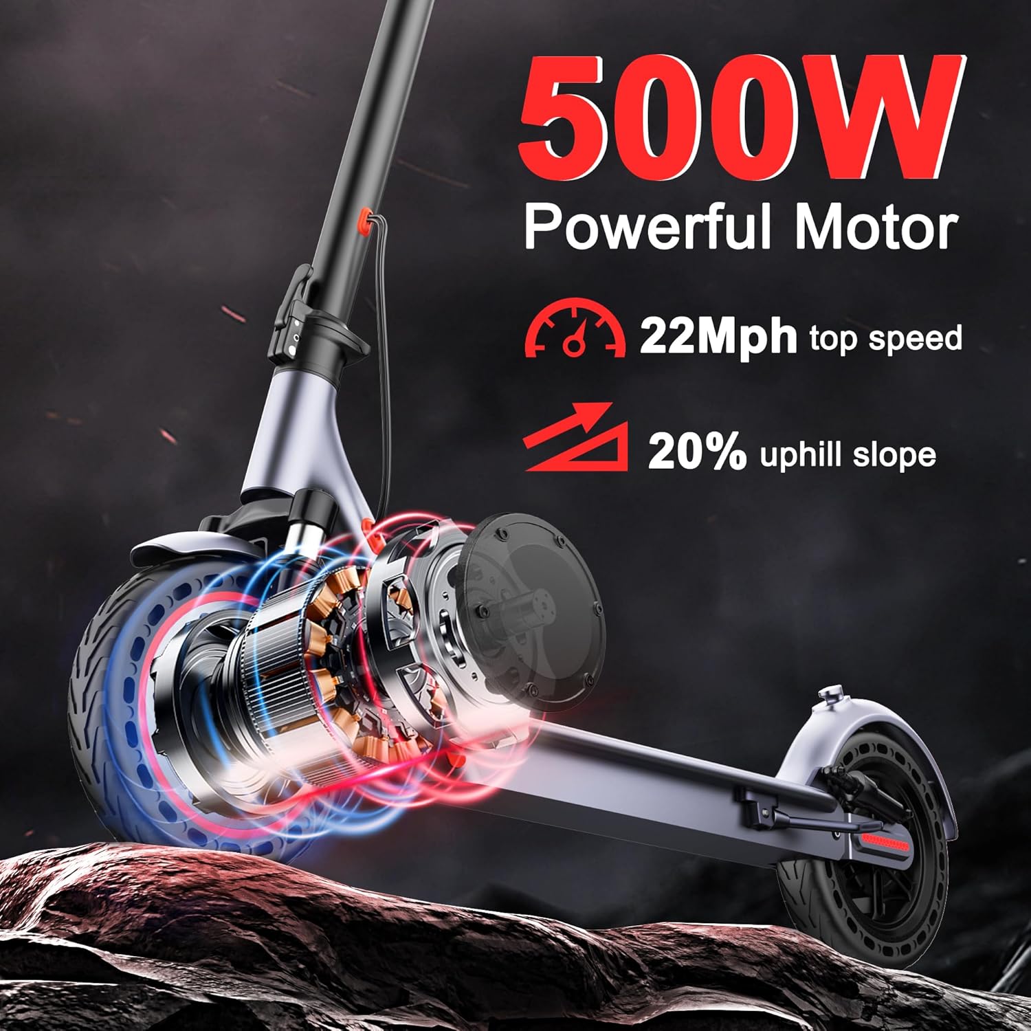 Electric Scooter, 8.5" /10" /14" Tire, 16/19/22 Mph Top Speed, 12/22/27/28/49 Miles Long Range, Folding Escooter for Adults and Teens with Dual Braking,Dual Suspension, App