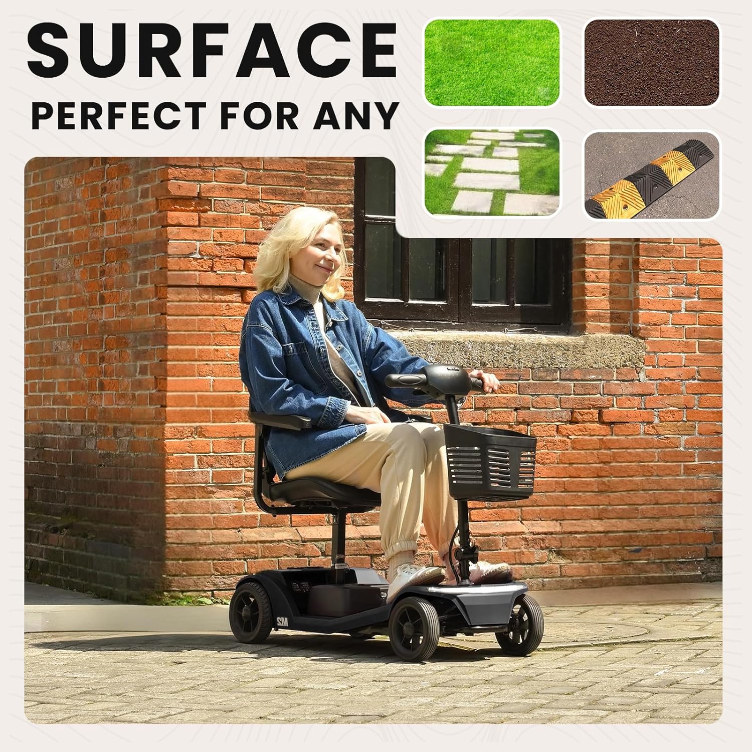 Electric Foldable Mobility Scooter for Adults 4 Wheel Mobility, 330lbs Max Weight,10-15miles Per Charge Electric Powered Wheelchair Power Scooters Black