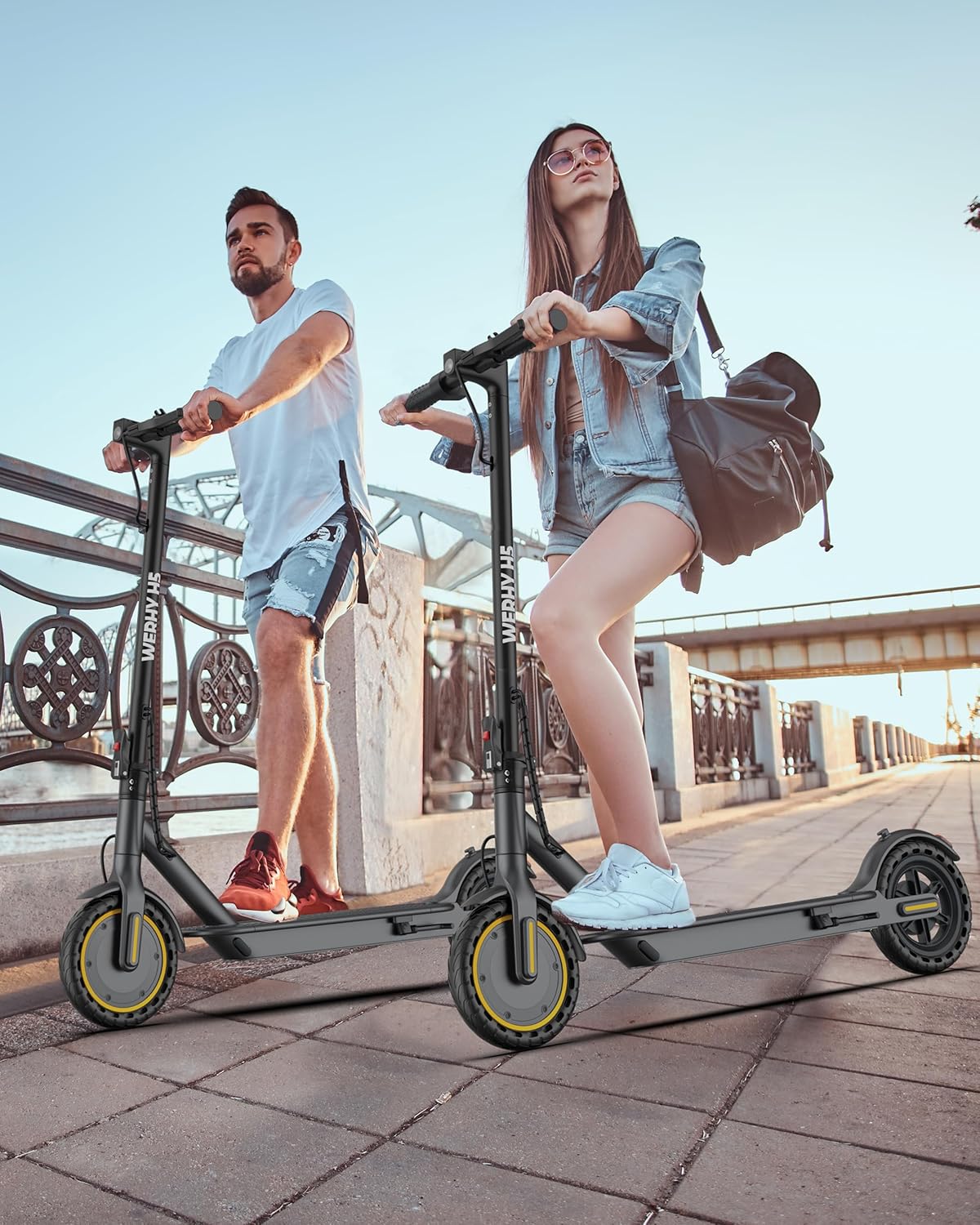 WERHY Electric Scooter, 350W/500W Motor, Top Speed 19/22 mph, Max 16/23/25/28Miles Ranges, Foldable E Scooter for Adults