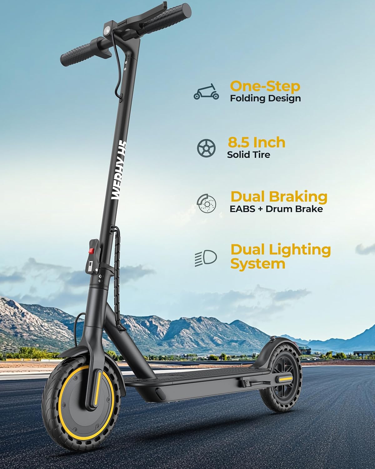 WERHY Electric Scooter, 350W/500W Motor, Top Speed 19/22 mph, Max 16/23/25/28Miles Ranges, Foldable E Scooter for Adults