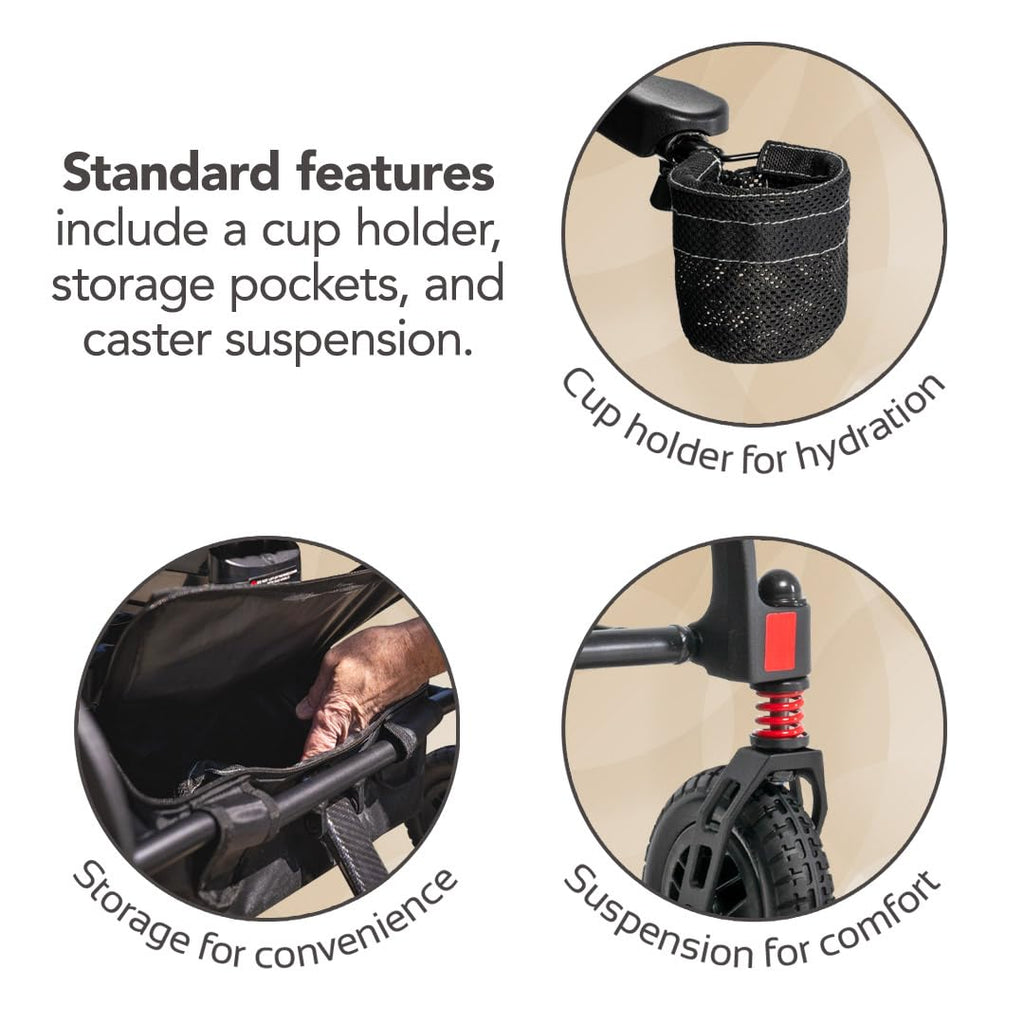 Rascal Carbon Cruiser Battery-Powered Electric Folding Wheelchair, Smooth-Glide Premium Suspension, Joystick Navigation, Lightweight, Portable, Compact
