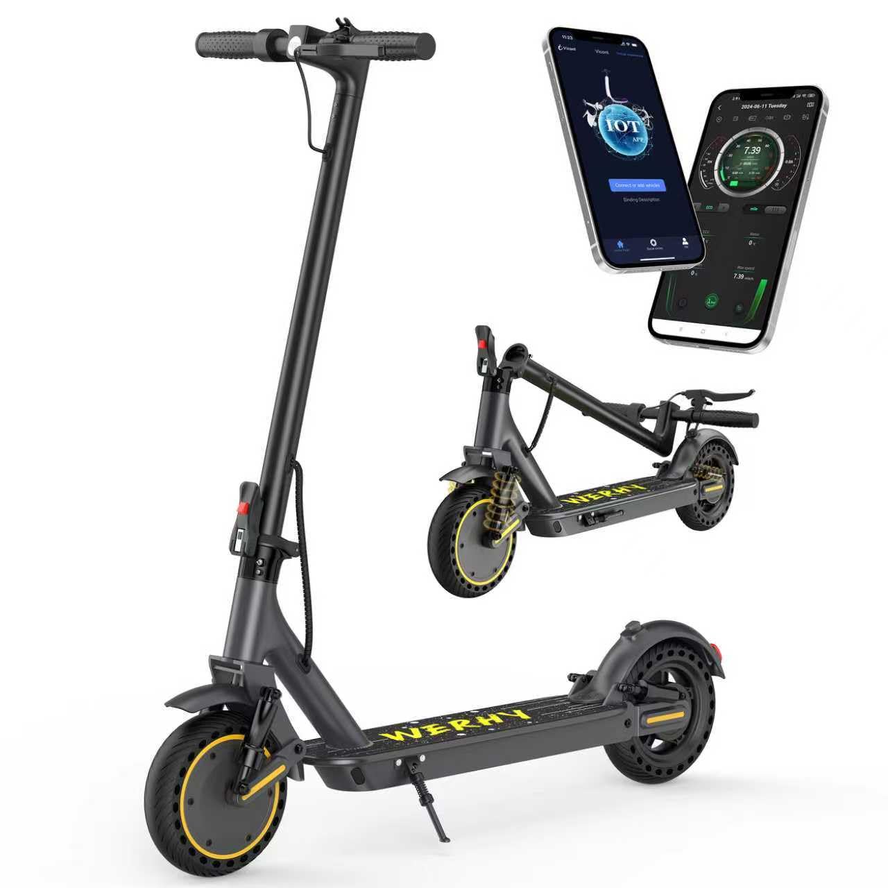 WERHY Electric Scooter, 350W/500W Motor, Top Speed 19/22 mph, Max 16/23/25/28Miles Ranges, Foldable E Scooter for Adults