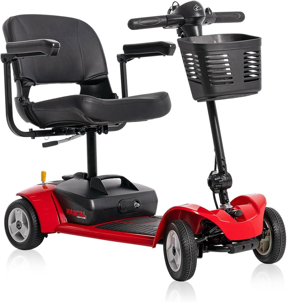 Rascal Venture 4-Wheel Mobility Scooter, Long-Range Battery-Powered Electric Travel, Easy Compact Transport, Battery Included, for Indoor/Outdoor Use