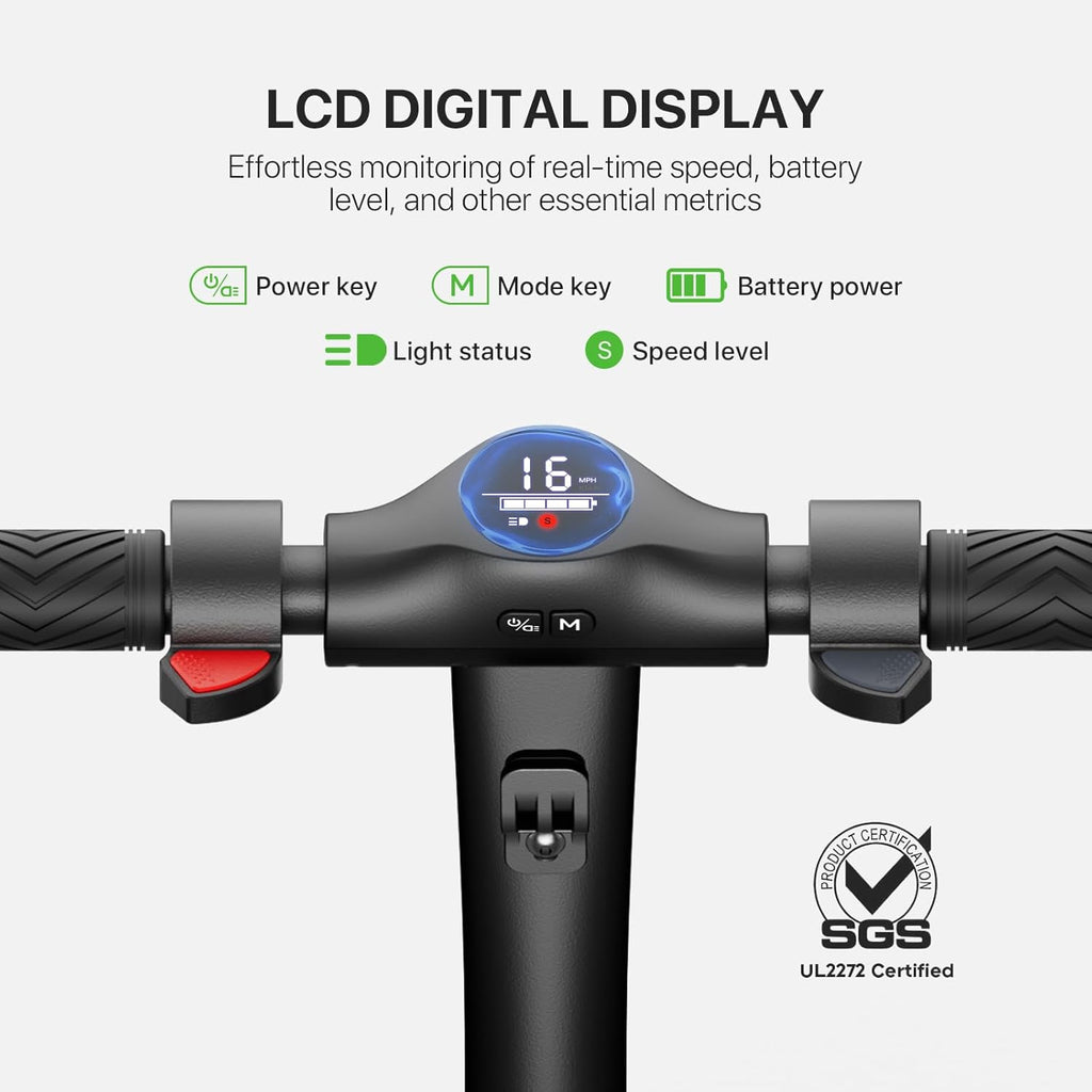 MEGAWHEELS Electric Scooter,Electric Scooter Adults,8in Honeycomb Tires,250W Motor,Foldable E Scooter for Commuting, Outdoor, Short Travel UL2272-26 lb Lightweight