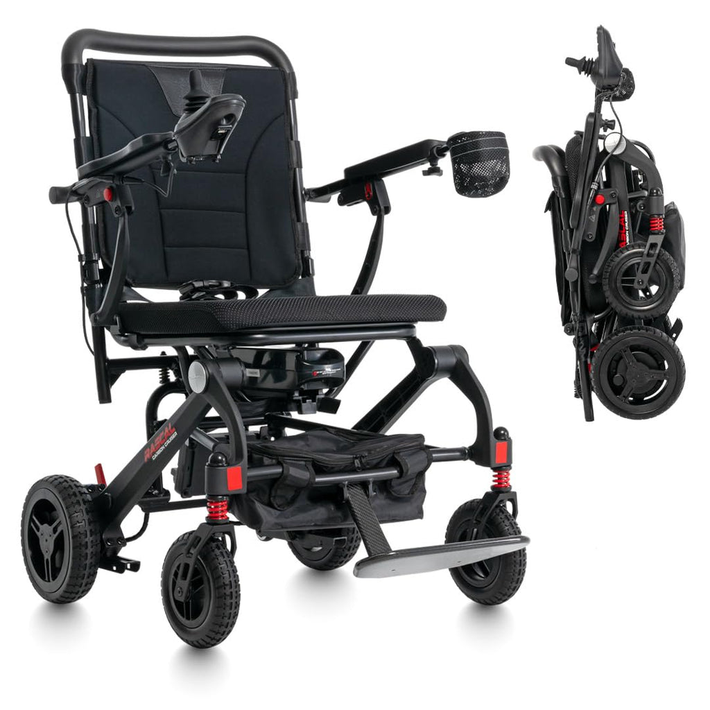 Rascal Carbon Cruiser Battery-Powered Electric Folding Wheelchair, Smooth-Glide Premium Suspension, Joystick Navigation, Lightweight, Portable, Compact