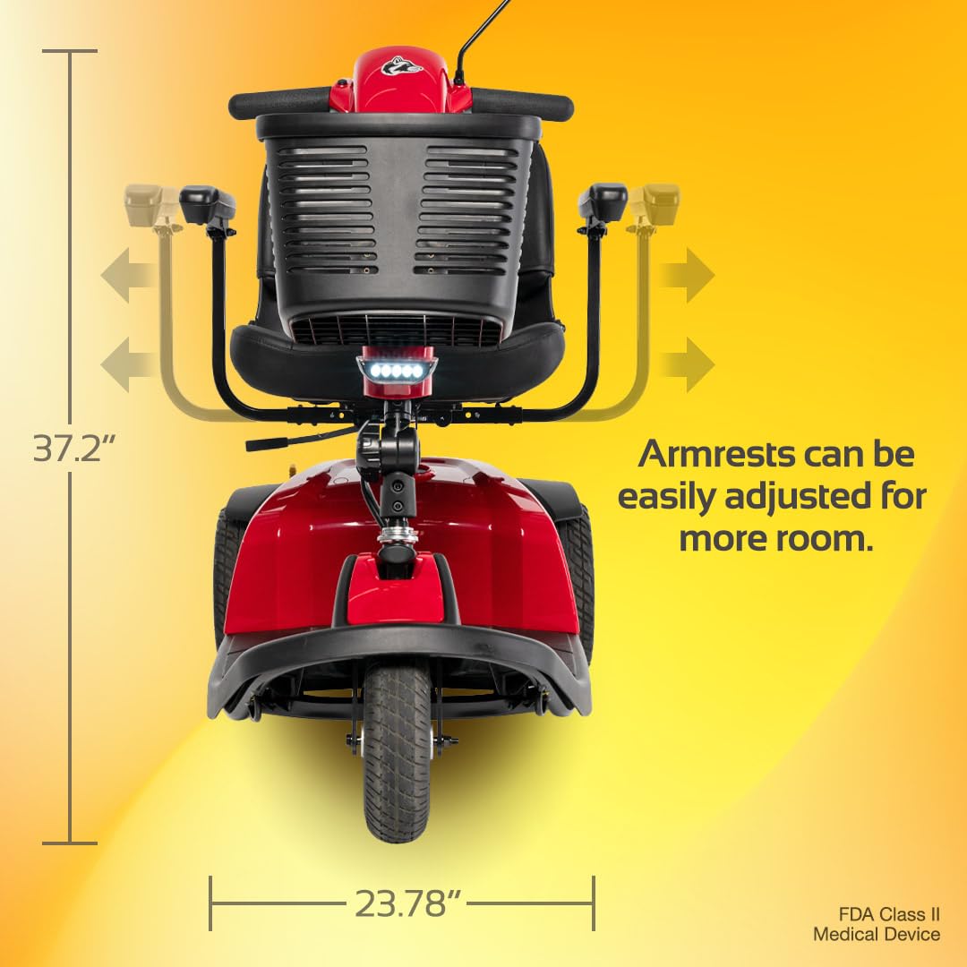 Rascal Conquest 3-Wheel Heavy-Duty Outdoor Mobility Scooter, Weather-Resistent, Long-Range Battery-Powered Electric Travel, 350lb Capacity, Battery Incl