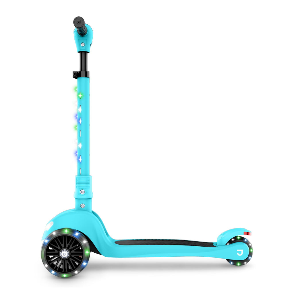 Jetson 3-Wheel Light-Up Kick Scooter, Lights on Stem & Wheels, Height Adjustable Handlebar, Rear Brake, Foldable, Ages 3+