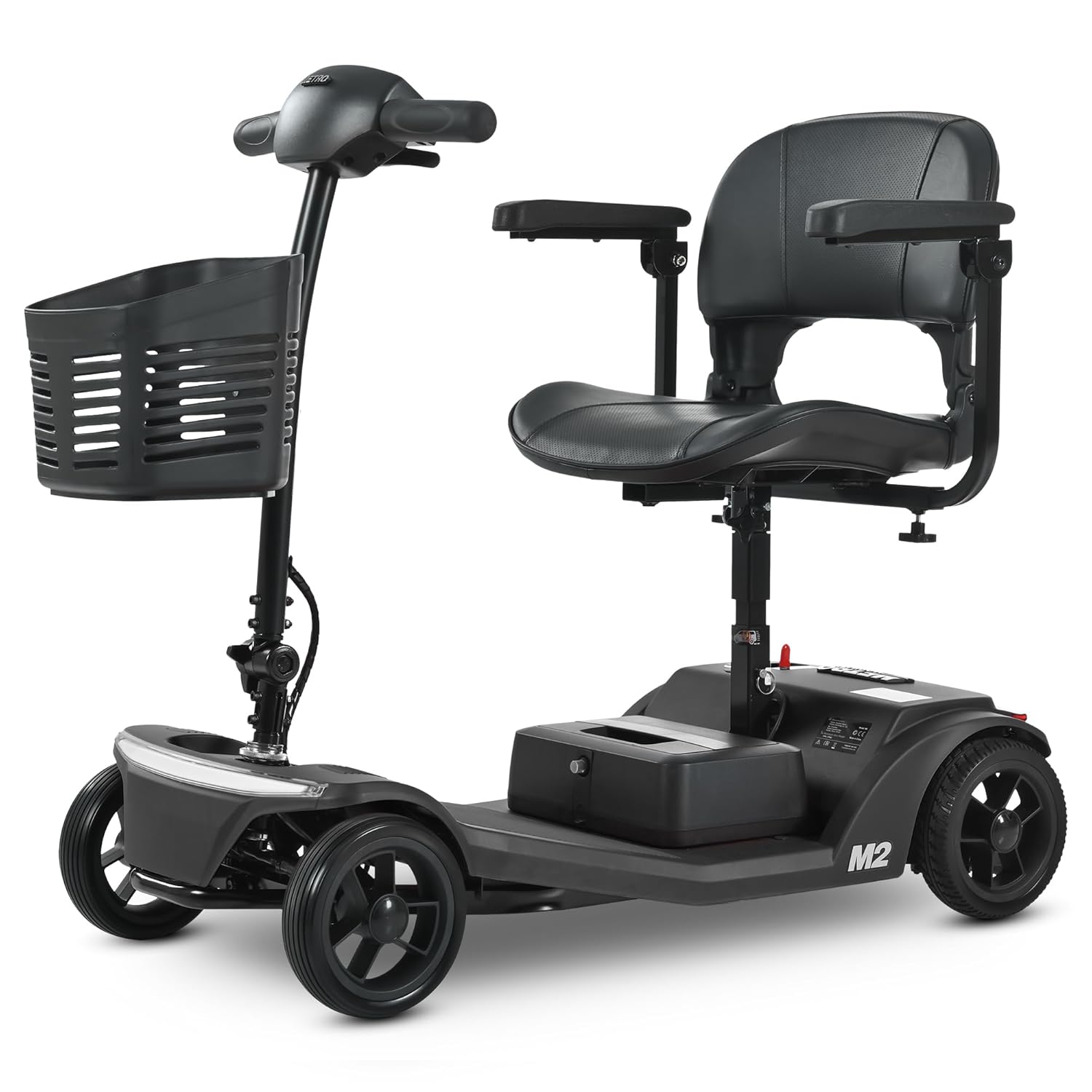 Electric Foldable Mobility Scooter for Adults 4 Wheel Mobility, 330lbs Max Weight,10-15miles Per Charge Electric Powered Wheelchair Power Scooters Black