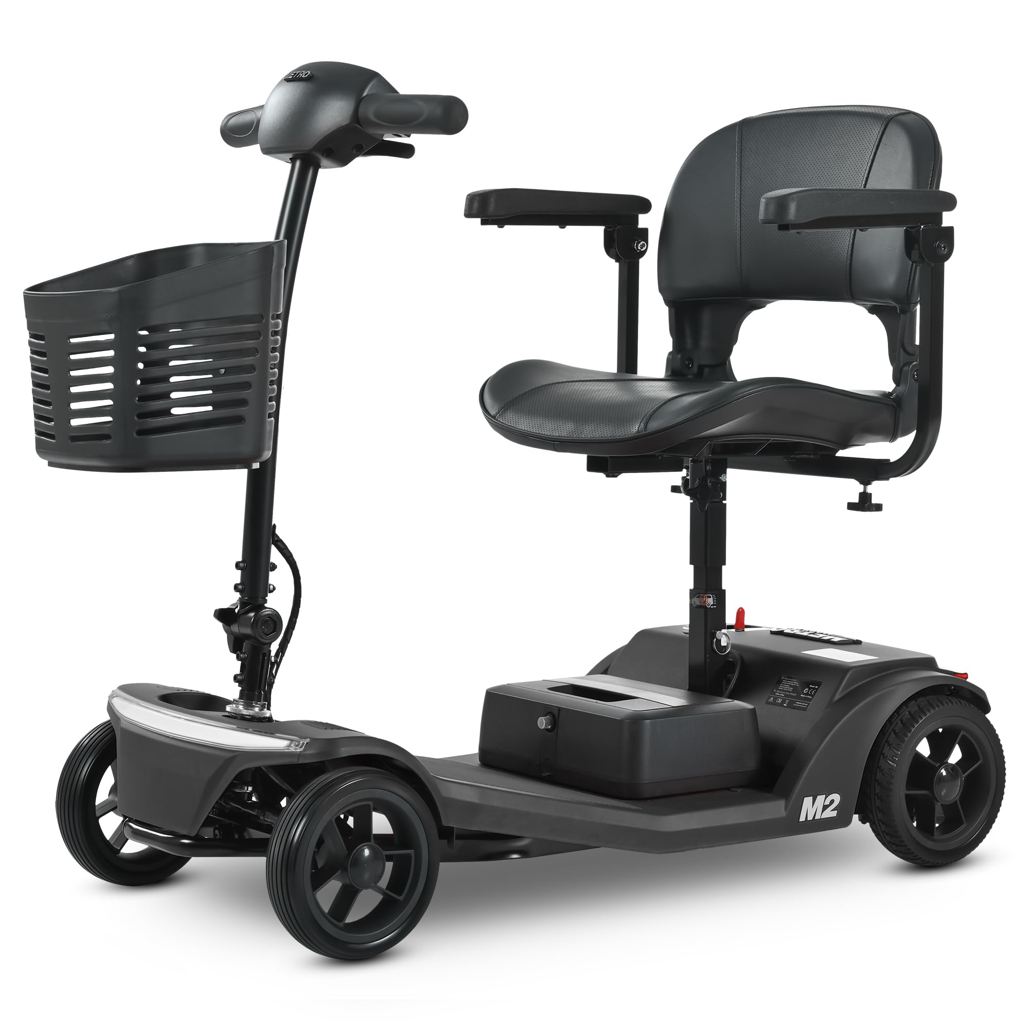 Electric Foldable Mobility Scooter for Adults 4 Wheel Mobility, 330lbs Max Weight,10-15miles Per Charge Electric Powered Wheelchair Power Scooters Black