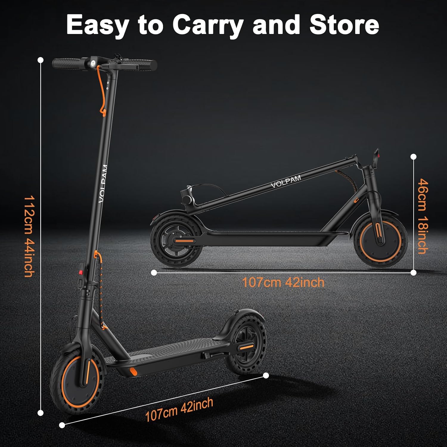 VOLPAM Electric Scooter, 350W/500W Powerful Motor, 8.5"/10" Solid Tires, 19/22Mph, 28/21/12 Miles Range,Dual Braking