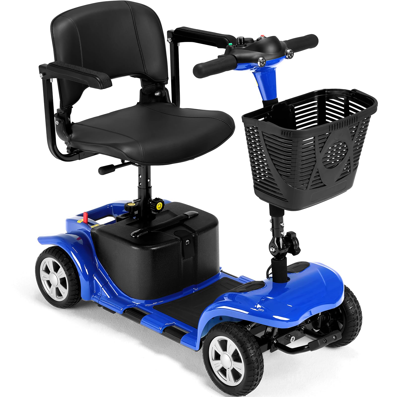 Superrio 4 Wheels Mobility Scooter for Adults, Senior Electric Powered Chargeable Device for Travel, Removable Lightweight and Portable, with LED Headlights and Basket, Charger Included (Purple)
