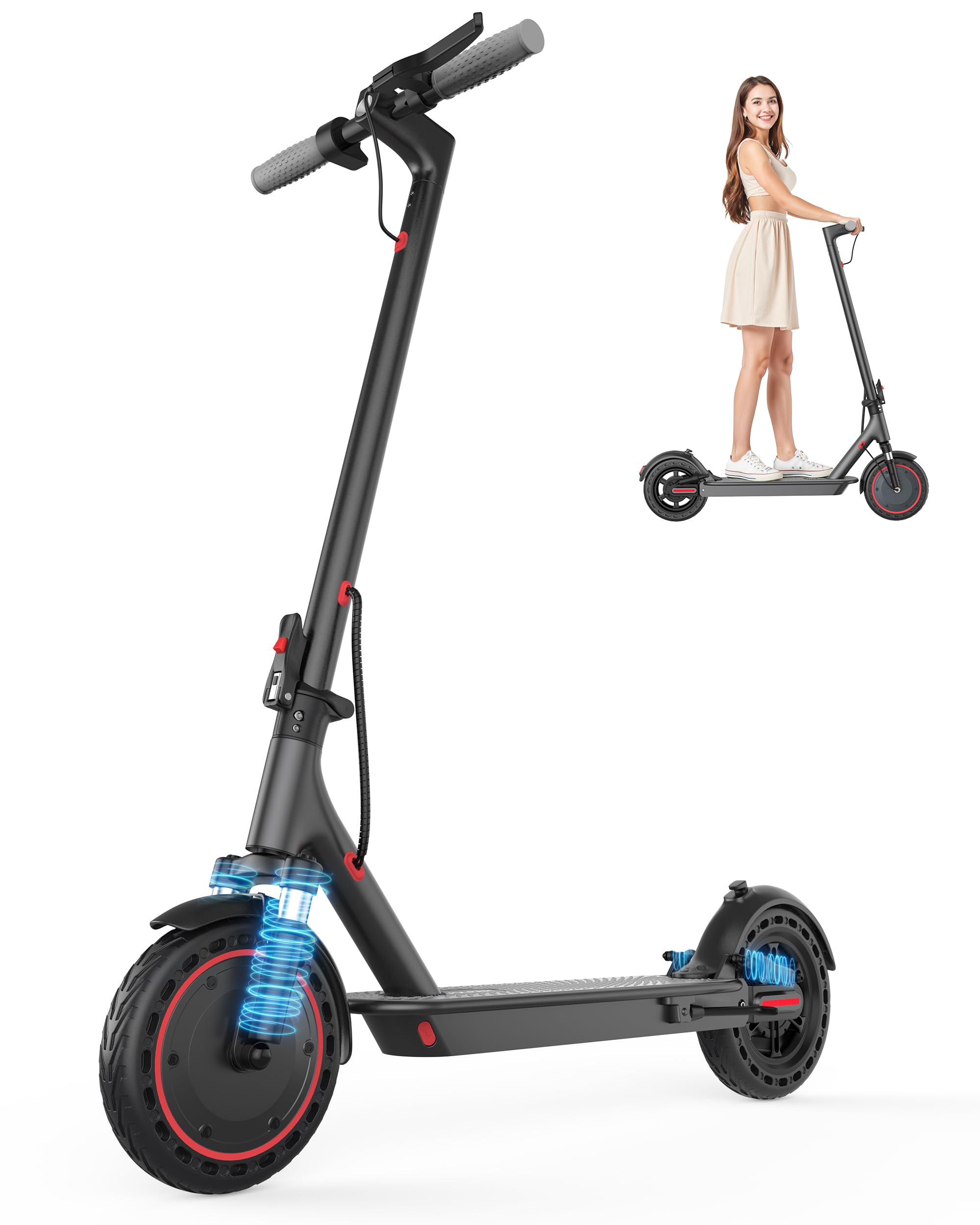 VOLPAM Electric Scooter, 350W/500W Powerful Motor, 8.5"/10" Solid Tires, 19/22Mph, 28/21/12 Miles Range,Dual Braking