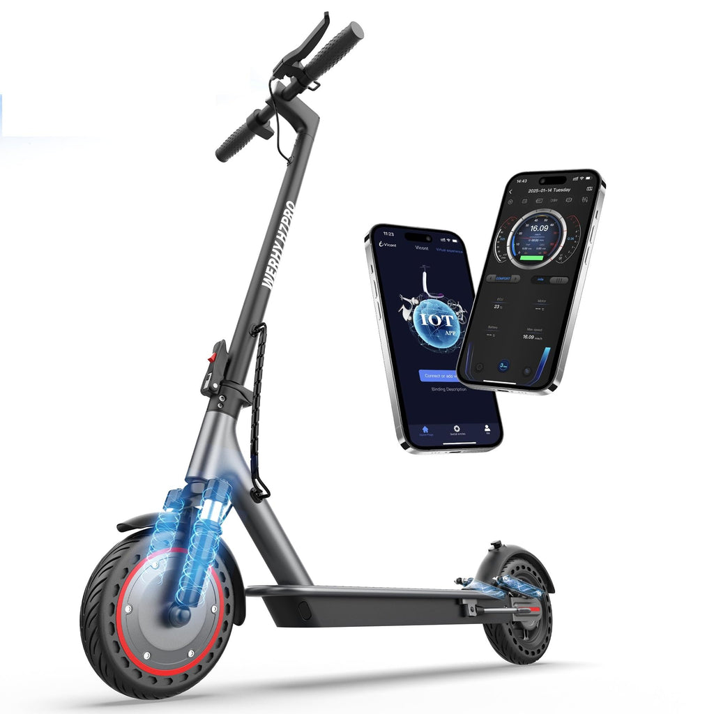 WERHY Electric Scooter, 350W/500W Motor, Top Speed 19/22 mph, Max 16/23/25/28Miles Ranges, Foldable E Scooter for Adults