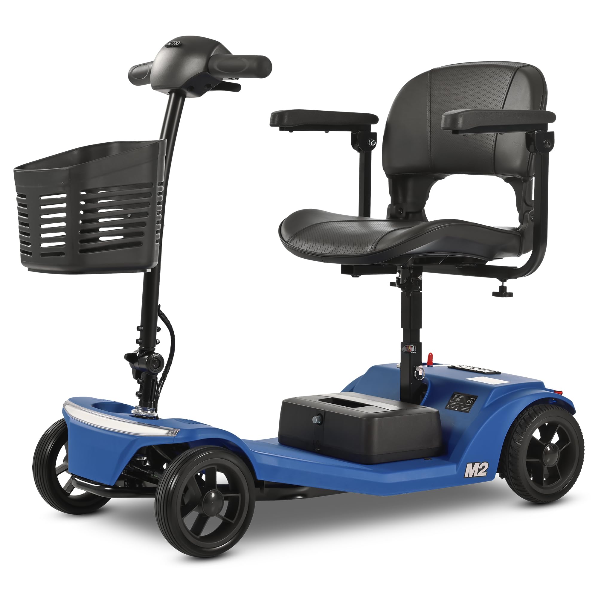 Electric Foldable Mobility Scooter for Adults 4 Wheel Mobility, 330lbs Max Weight,10-15miles Per Charge Electric Powered Wheelchair Power Scooters Black