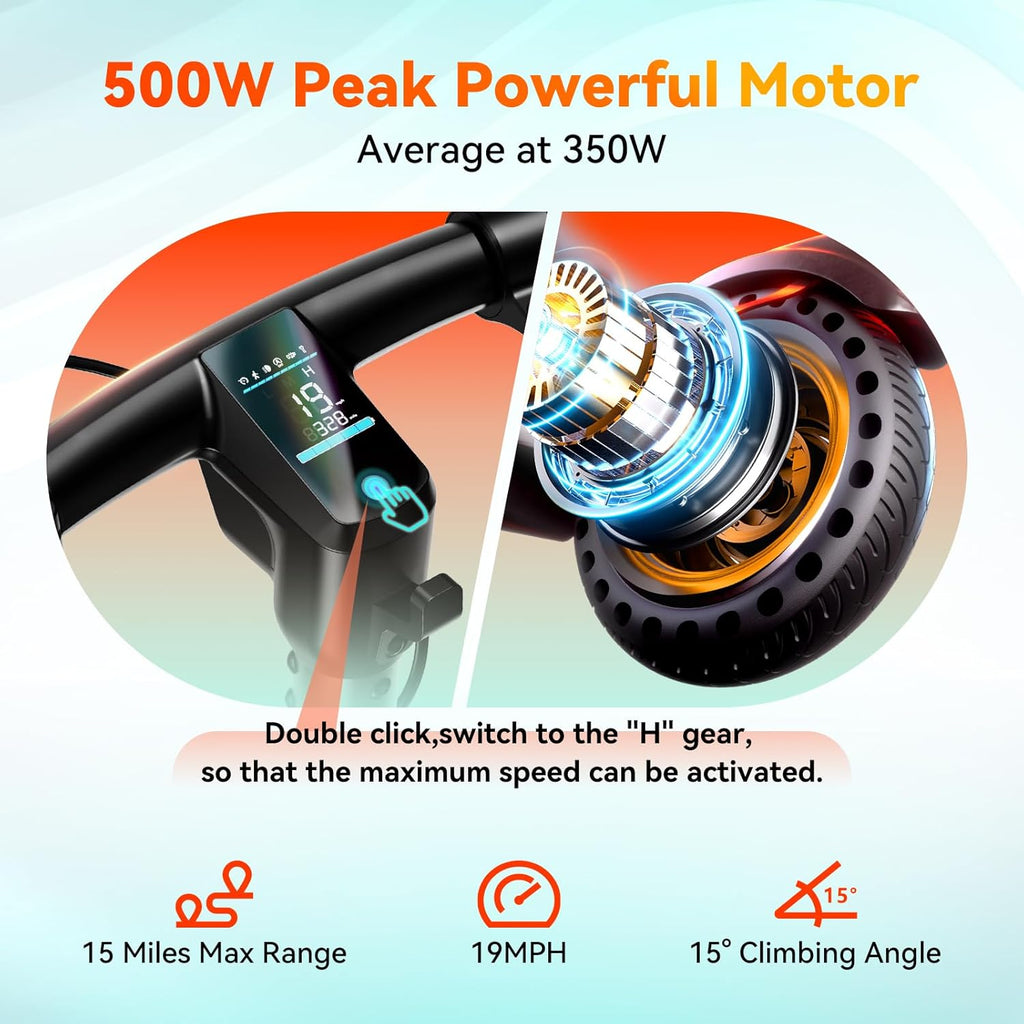 TST Electric Scooter for Adult, Up to 19 MPH and 20 Miles Long Range E Scooter, 8.5"/10" Solid and Pneumatic Tire, Portable Folding EScooter with Dual Brakes, Commuting Escooter App Control