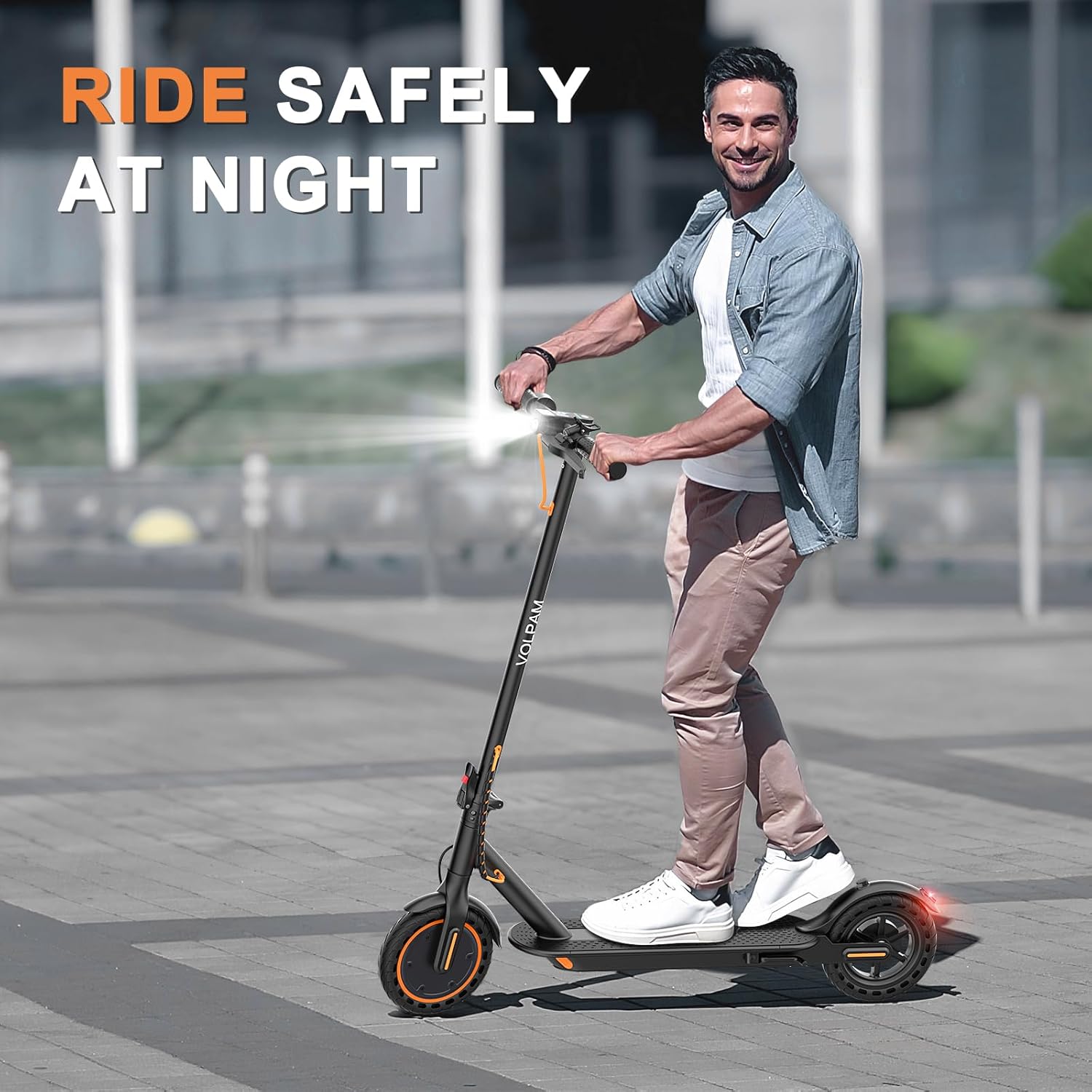 VOLPAM Electric Scooter, 350W/500W Powerful Motor, 8.5"/10" Solid Tires, 19/22Mph, 28/21/12 Miles Range,Dual Braking