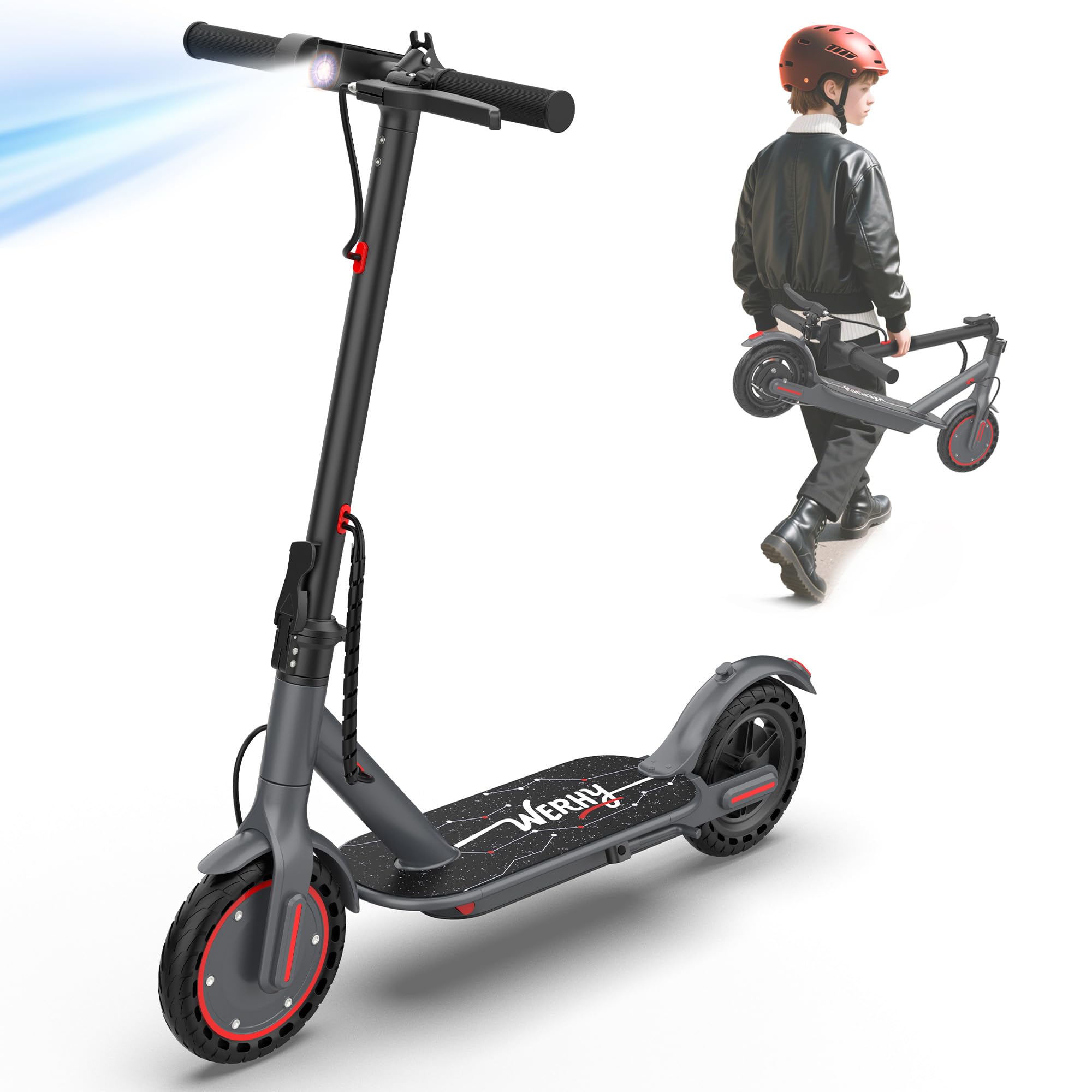 Electric Scooter for Kids 10+, 350W Motor, Max 12Miles Long Range, 19 MPH Max Speed, 8.5" Solid Tire, Lightweight Foldable E-Scooter with Dual Braking, Digital Display, Cruise Control