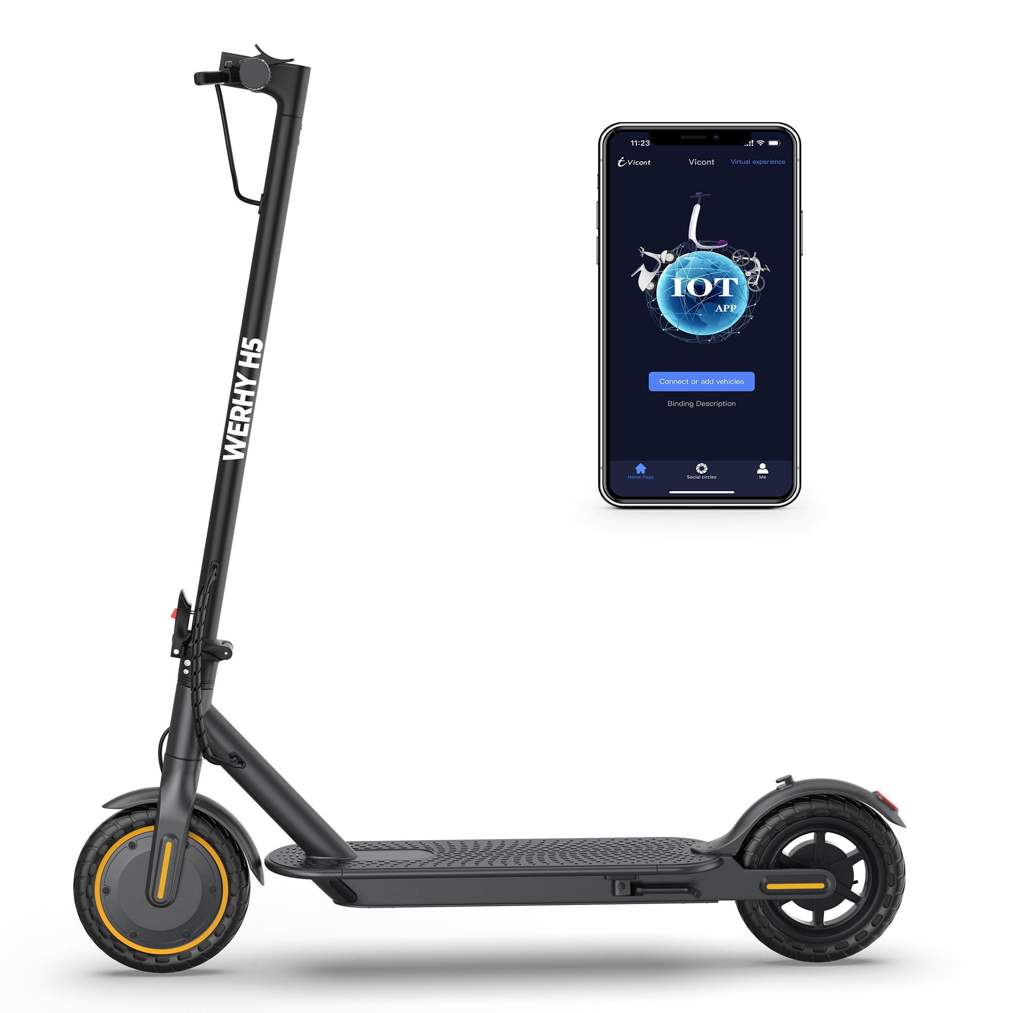WERHY Electric Scooter, 350W/500W Motor, Top Speed 19/22 mph, Max 16/23/25/28Miles Ranges, Foldable E Scooter for Adults