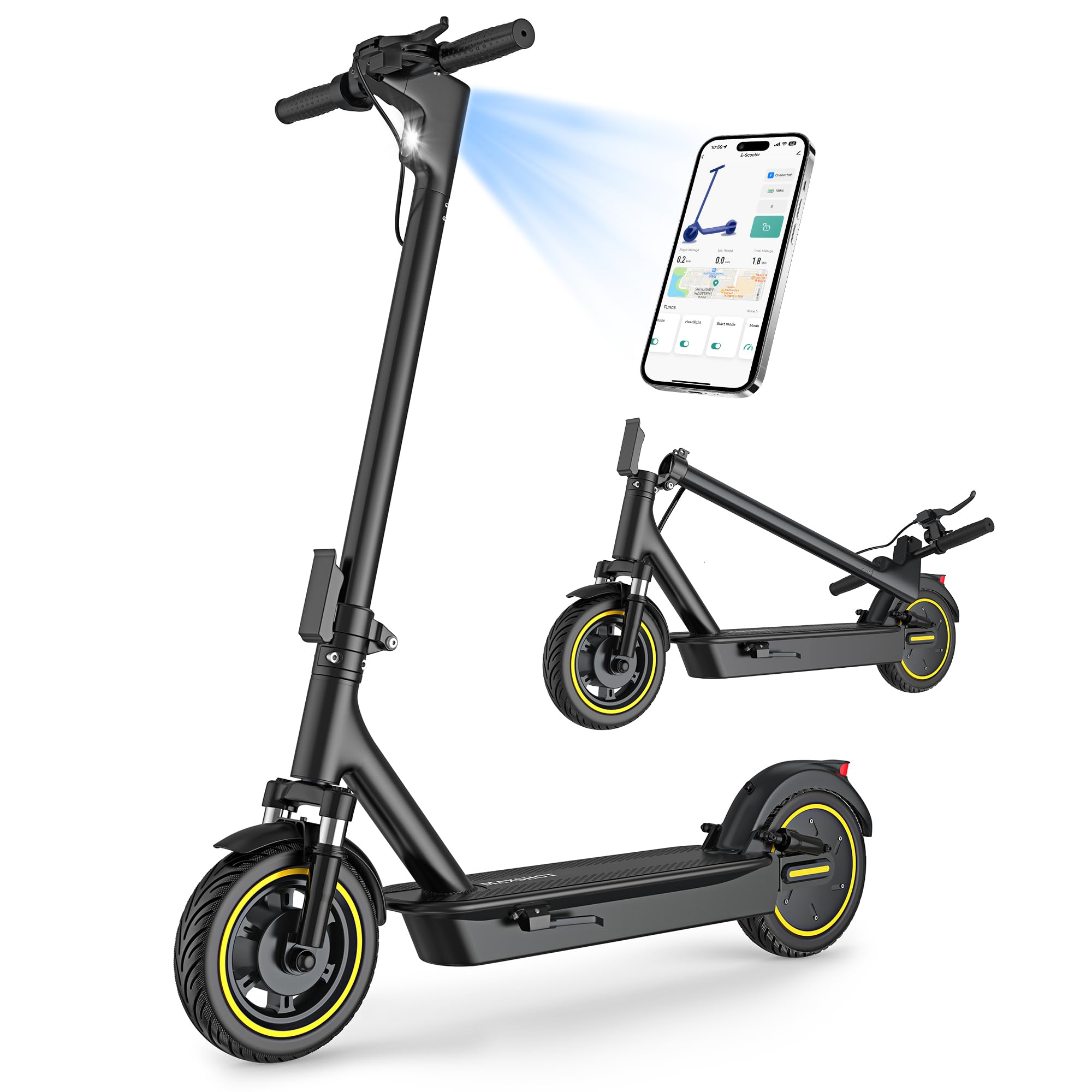 Electric Scooter, 8.5" /10" /14" Tire, 16/19/22 Mph Top Speed, 12/22/27/28/49 Miles Long Range, Folding Escooter for Adults and Teens with Dual Braking,Dual Suspension, App