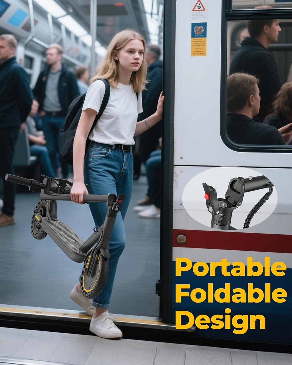 WERHY Electric Scooter, 350W/500W Motor, Top Speed 19/22 mph, Max 16/23/25/28Miles Ranges, Foldable E Scooter for Adults