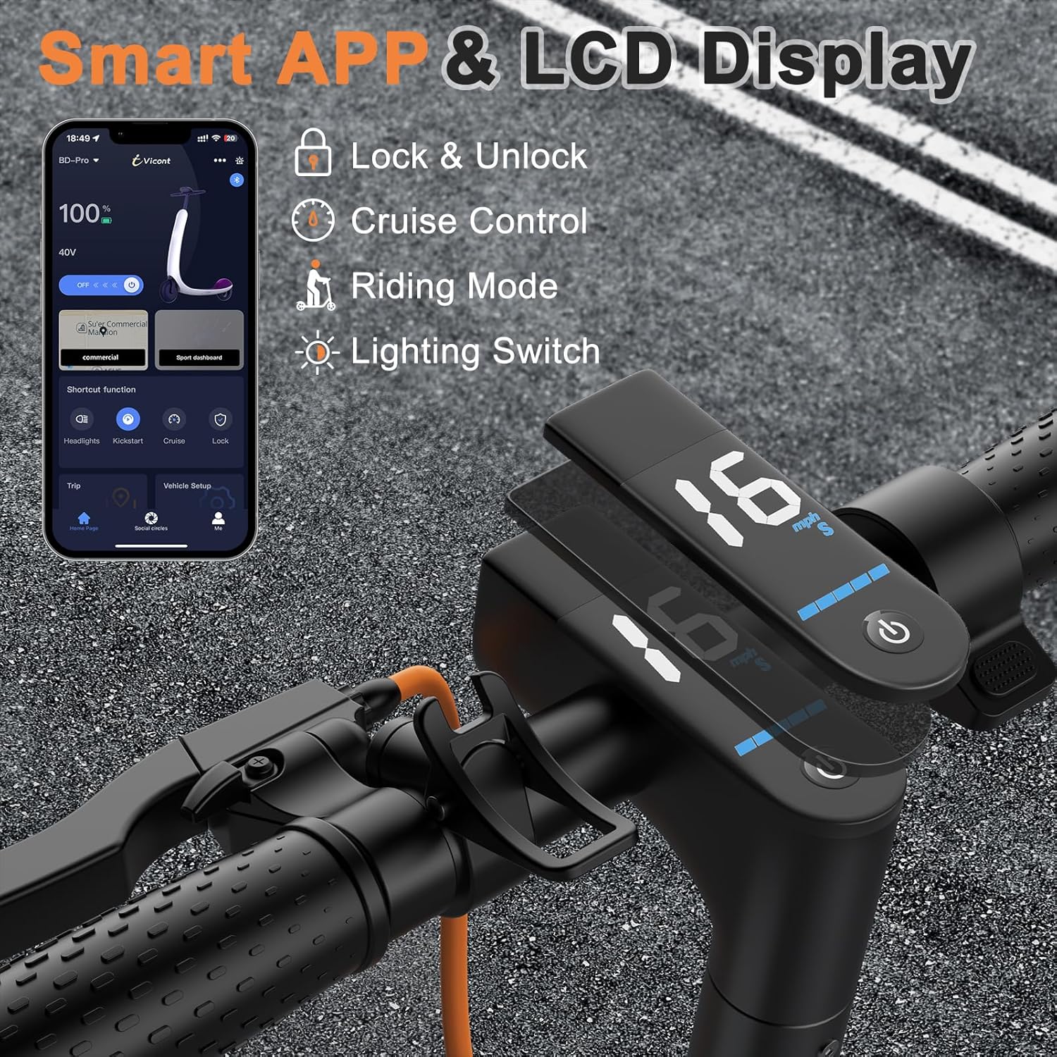VOLPAM Electric Scooter, 350W/500W Powerful Motor, 8.5"/10" Solid Tires, 19/22Mph, 28/21/12 Miles Range,Dual Braking
