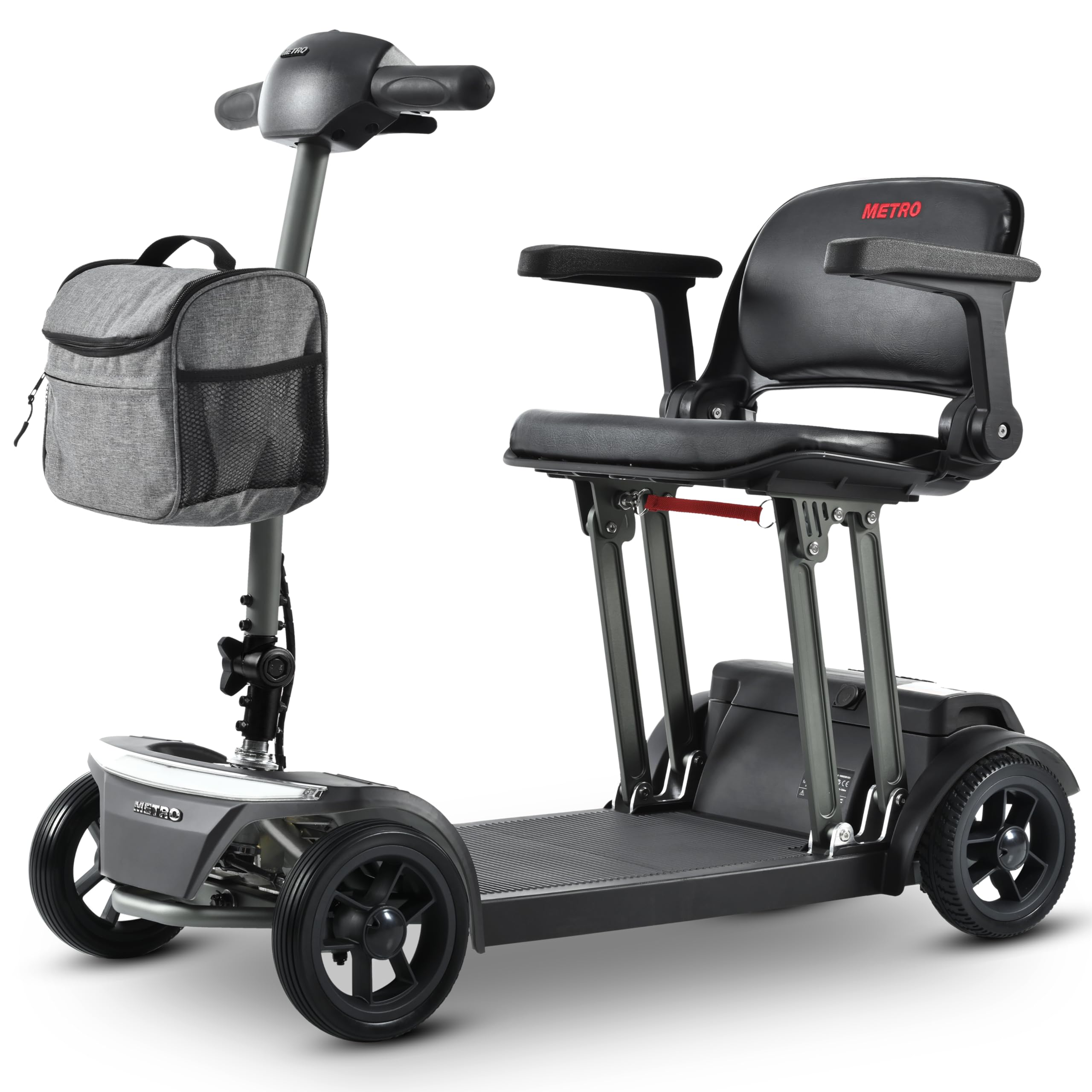 Electric Foldable Mobility Scooter for Adults 4 Wheel Mobility, 330lbs Max Weight,10-15miles Per Charge Electric Powered Wheelchair Power Scooters Black